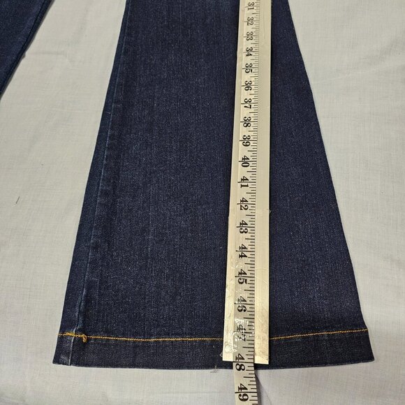 Spanx Wide Leg Pull On Women Jeans Size 1X Tall Blue Distressed Cotton - Picture 12 of 15